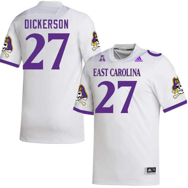 Men #27 Jason Dickerson ECU Pirates College Football Jerseys Stitched-White